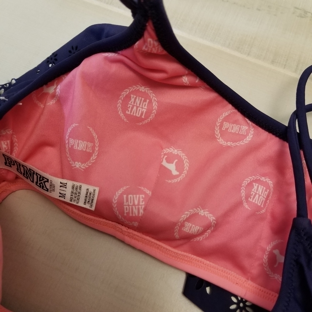 {M} PINK Victoria's Secret Bandeau Flounce String Bikini TOP ONLY - Picture 5 of 8